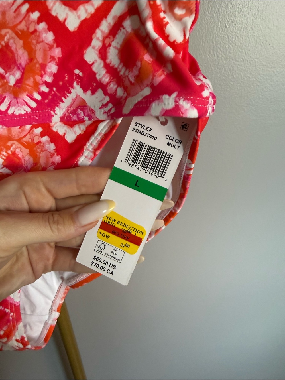 NWT Anne Cole Fold-Over High Waist Bikini Bottom – Multicolor Print (Large) - Picture 2 of 3